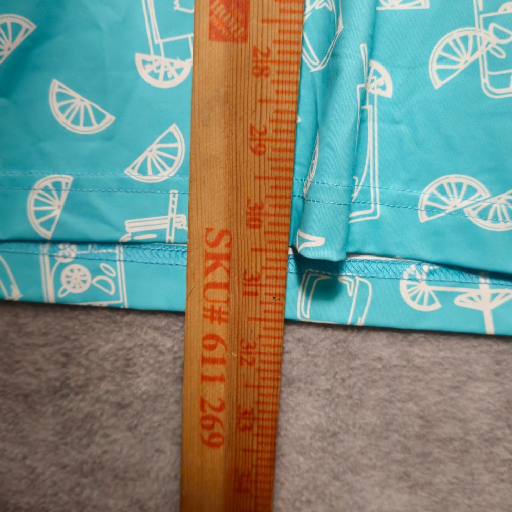 Birdie Bound Mens Polo Shirt 3XL Teal Ombre Cocktail Print Performance Golf Tee - Picture 8 of 8